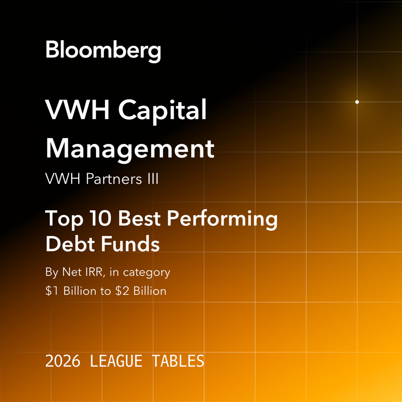 Bloomberg League Tables 2026 - VWH Partners III: Top 10 Best Performing Debt Funds